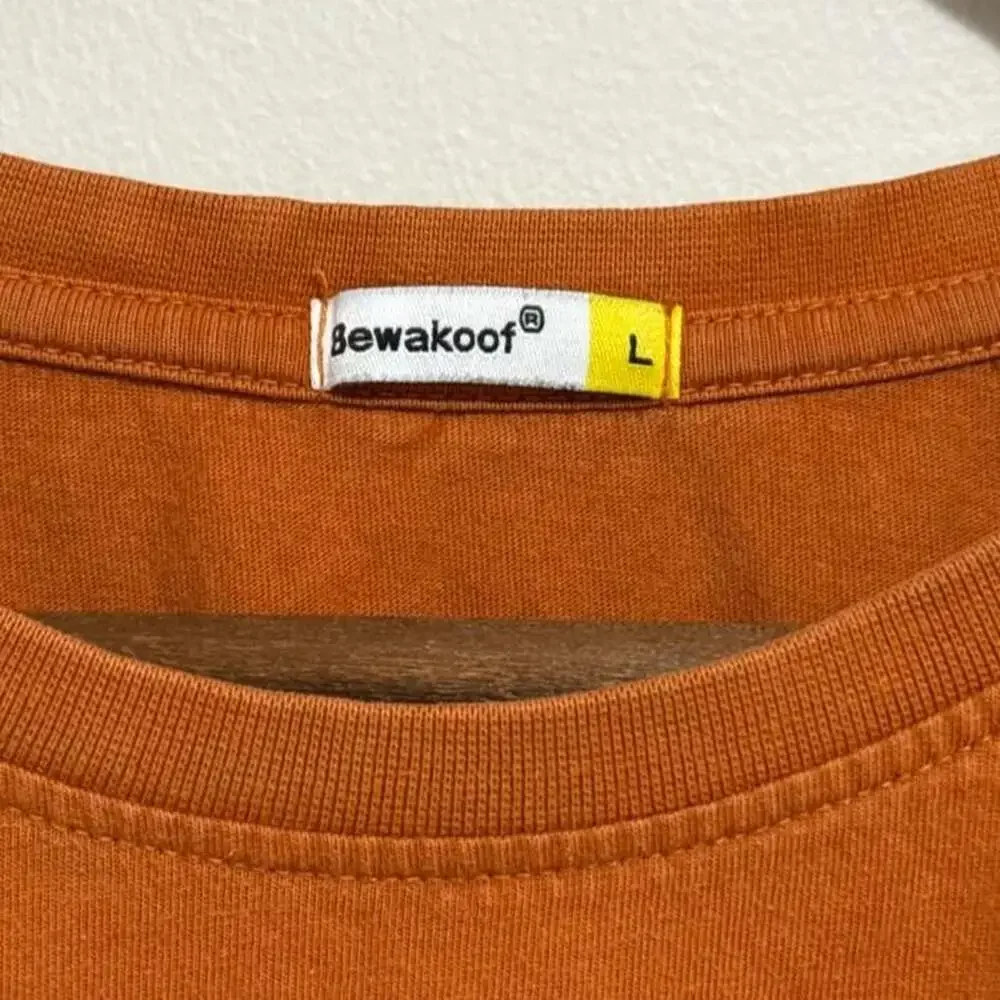 Bewakoof Cat Graphic Orange T-Shirt Size L